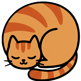 Akademija mascot - sleepy orange cat